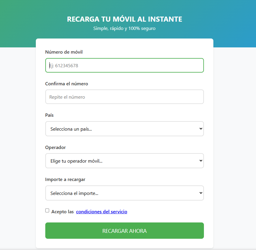 Ecommerce Ready To Go: RecargasdeMovil.com